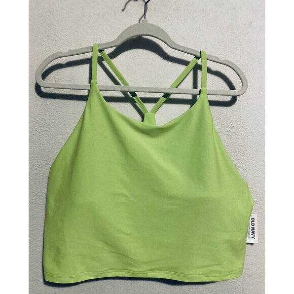 Old Navy Sports Bra Womens XXL Bright Green Light Support Power Soft Longline - Picture 1 of 5